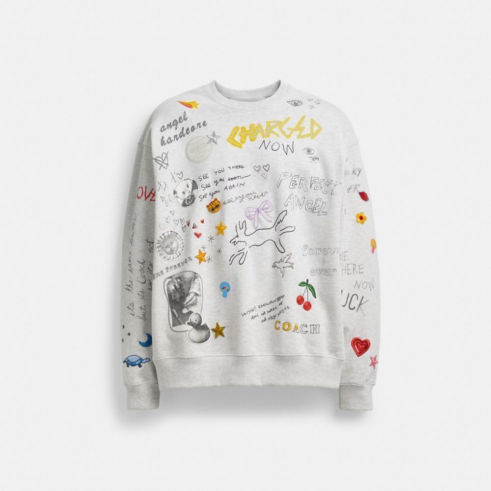 Coach Sketch Print Crewneck Sweatshirt Size Large